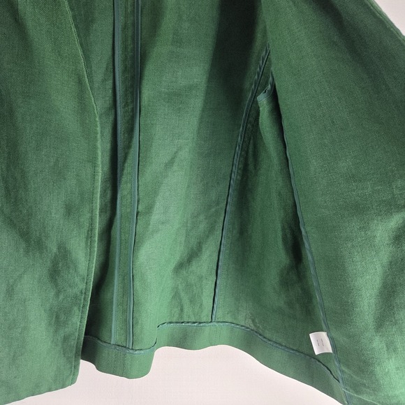 Talbots 100% Irish Linen Open Front Blazer Jacket Women Large Green Light - Picture 9 of 12